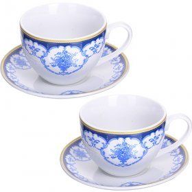 Чашки с блюдцами на 2 персоны Mayer & Boch (Германия), 4 предмета, фарфор - 1