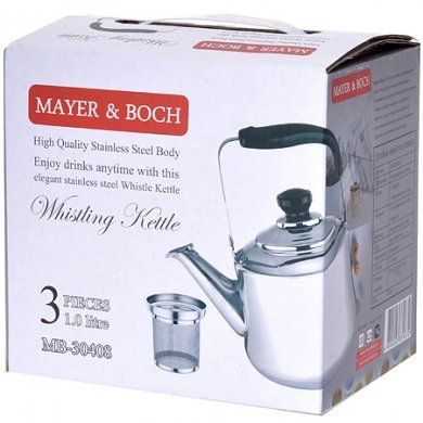 Чайник заварочный 1л с ситом Mayer & Boch (Германия), 1 литр, нержавеющая сталь - 4