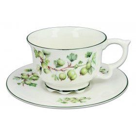 Чашка с блюдцем Крыжовник Carmani (Польша), 2 предмета, костяной фарфор - 1