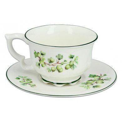 Чашка с блюдцем Крыжовник Carmani (Польша), 2 предмета, костяной фарфор - 2